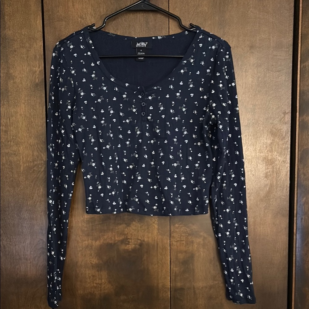Brand New-never worn Blue Floral Long Sleeve Top